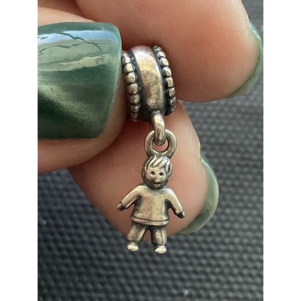 Pandora Sterling Silver "My Little Boy" dangle charm ALE 925 Vintage